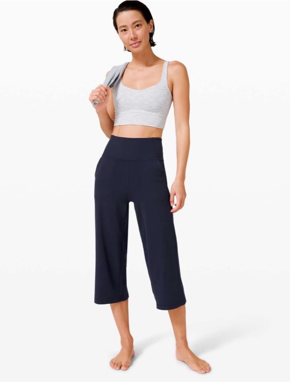Lululemon Athletica Align Navy Wide Leg Cropped Pants Nulu True Navy 6